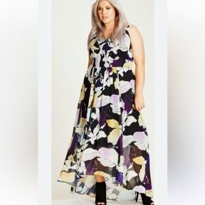 💛CITY CHIC NWT CHIFFON LINED MAXI DRESS W/ SHIRRED UNDER BUST, SMOCKED BACK